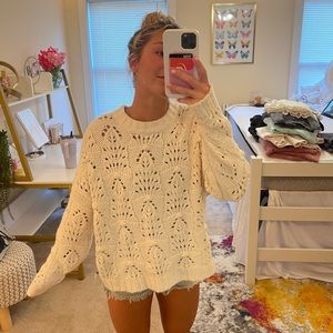 chunky knit cream sweater